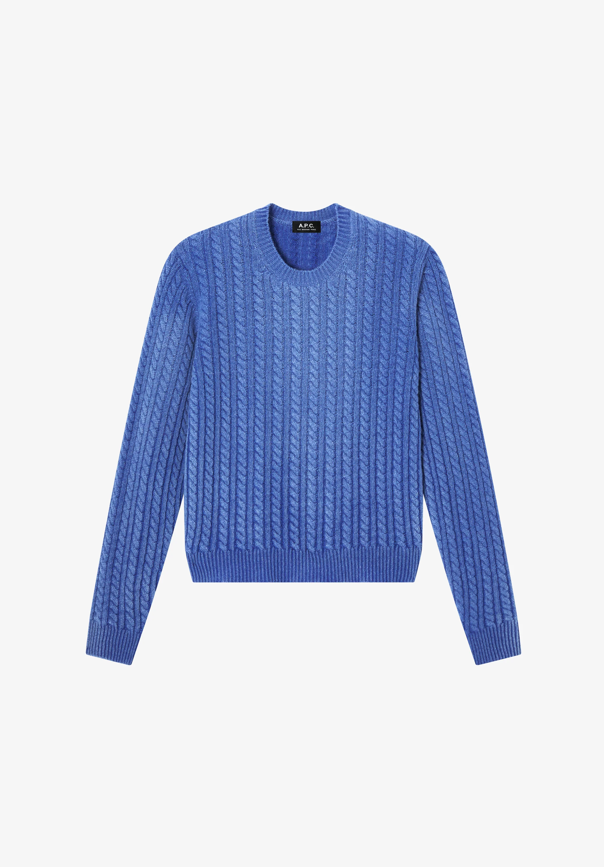 Blue cable-knit sweater