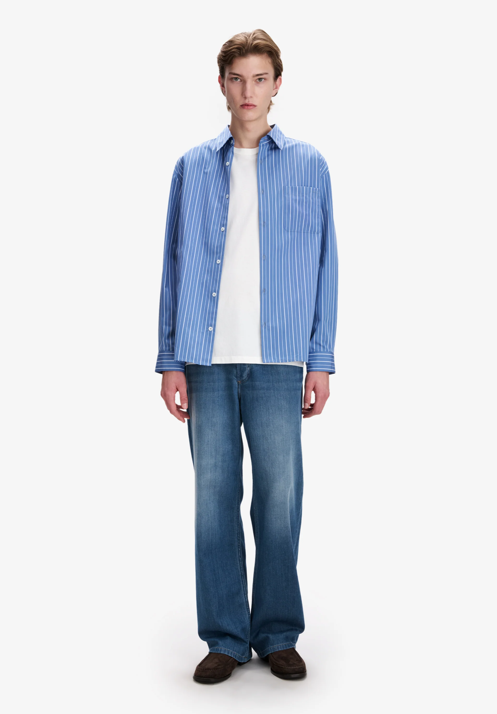Blue shirt with white stripes - Image 2