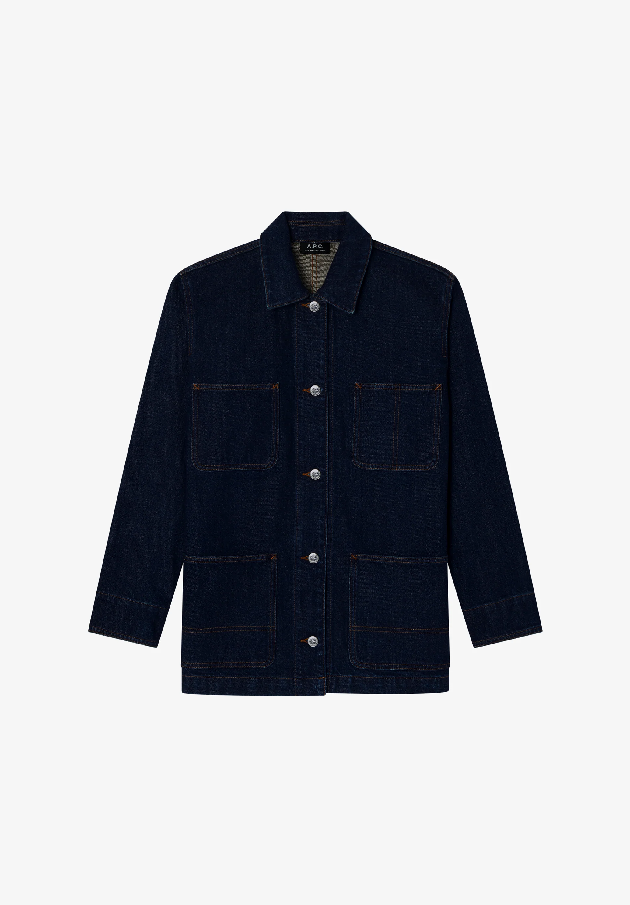 Faded indigo denim workwear jacket