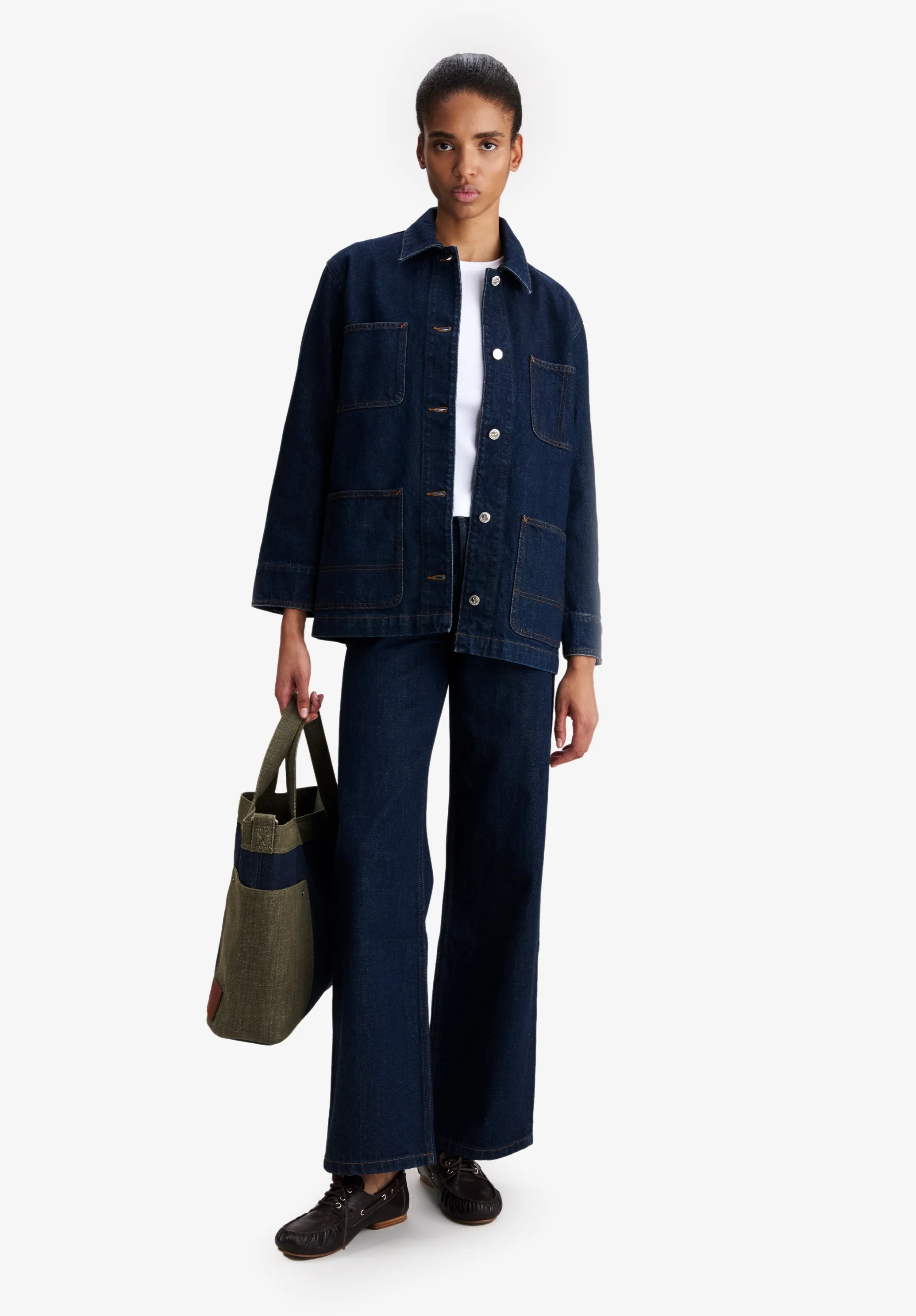 Faded indigo denim workwear jacket - Image 2