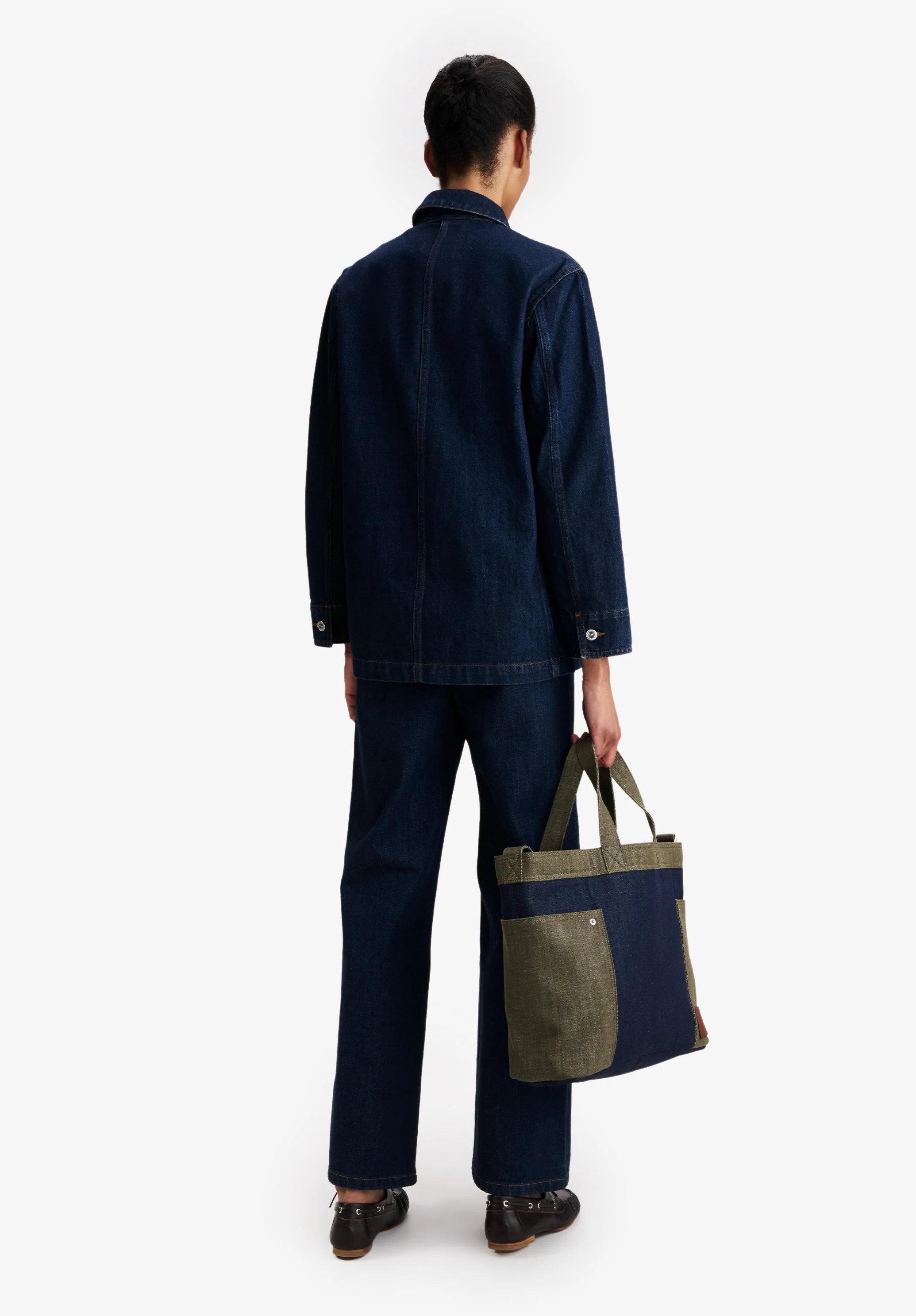 Faded indigo denim workwear jacket - Image 3