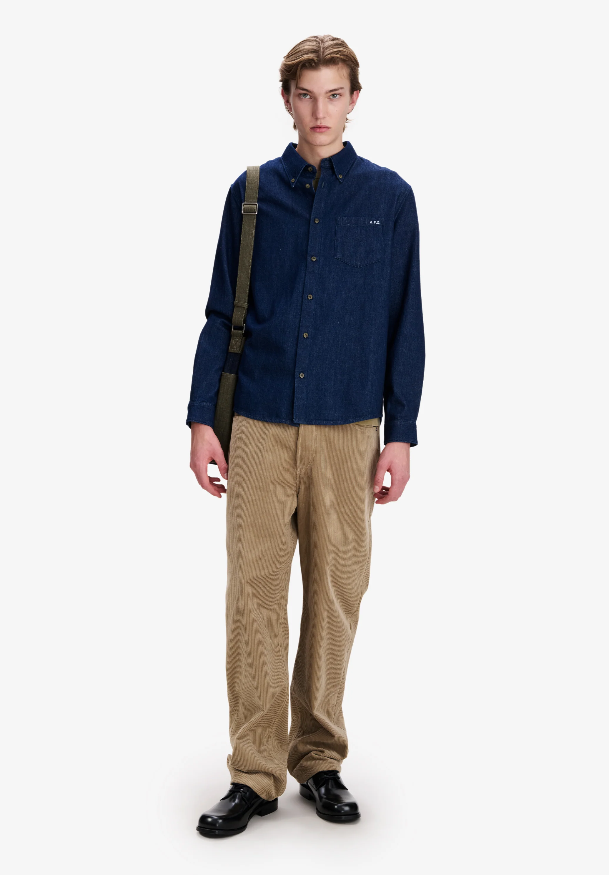 Indigo blue lightweight denim shirt - Image 2