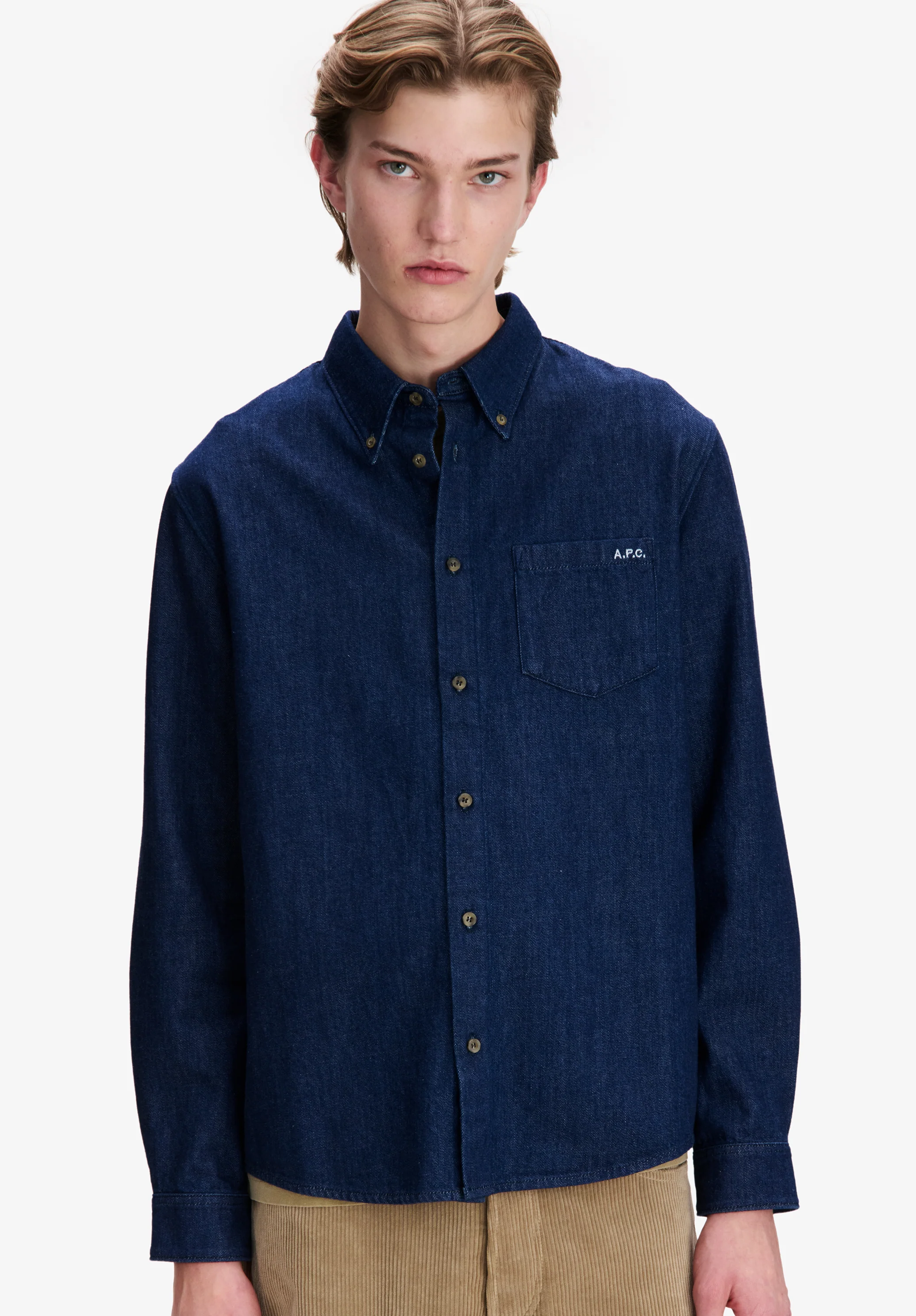 Indigo blue lightweight denim shirt - Image 4