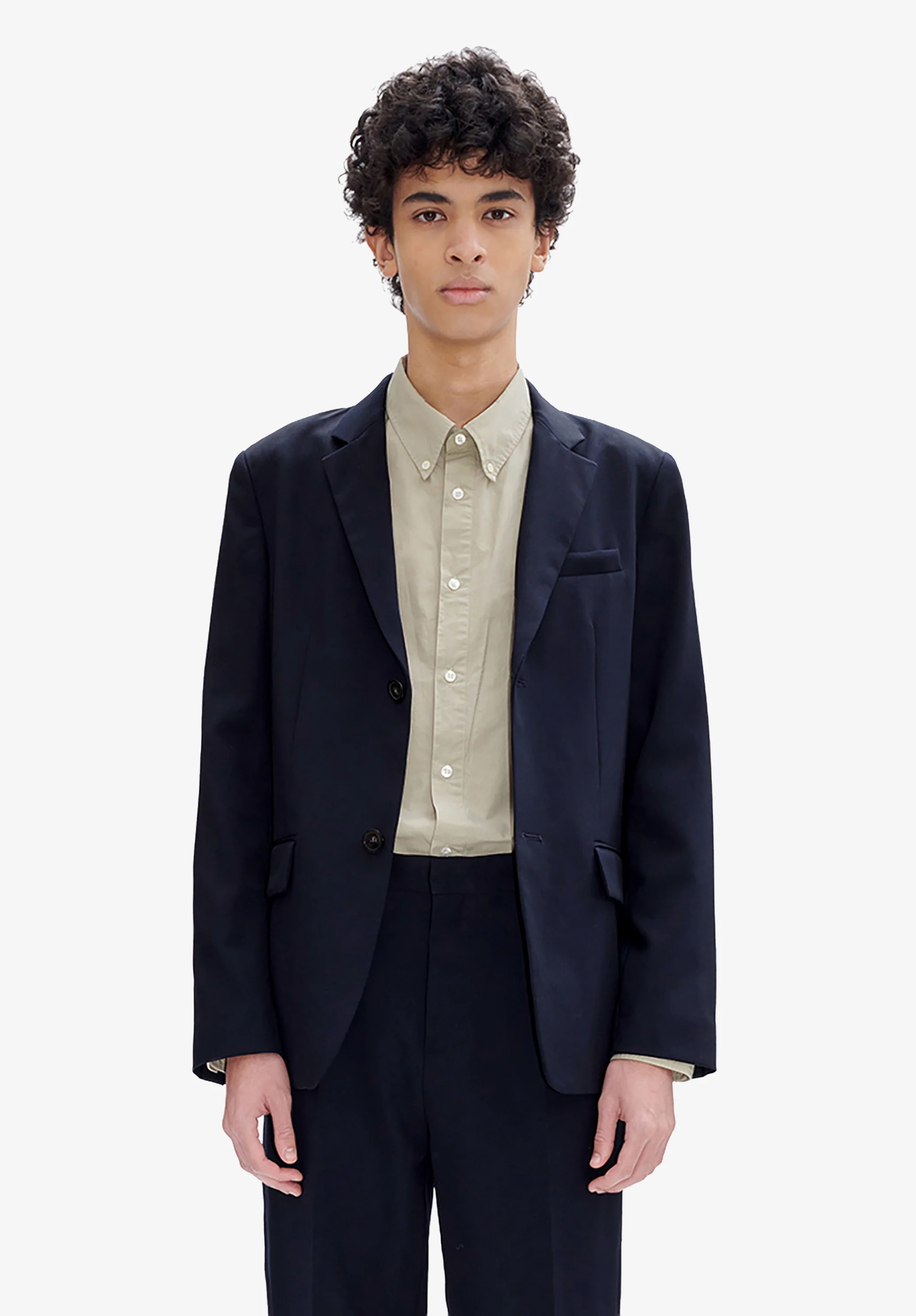 Navy blue suit jacket in wool-blend twill - Image 3