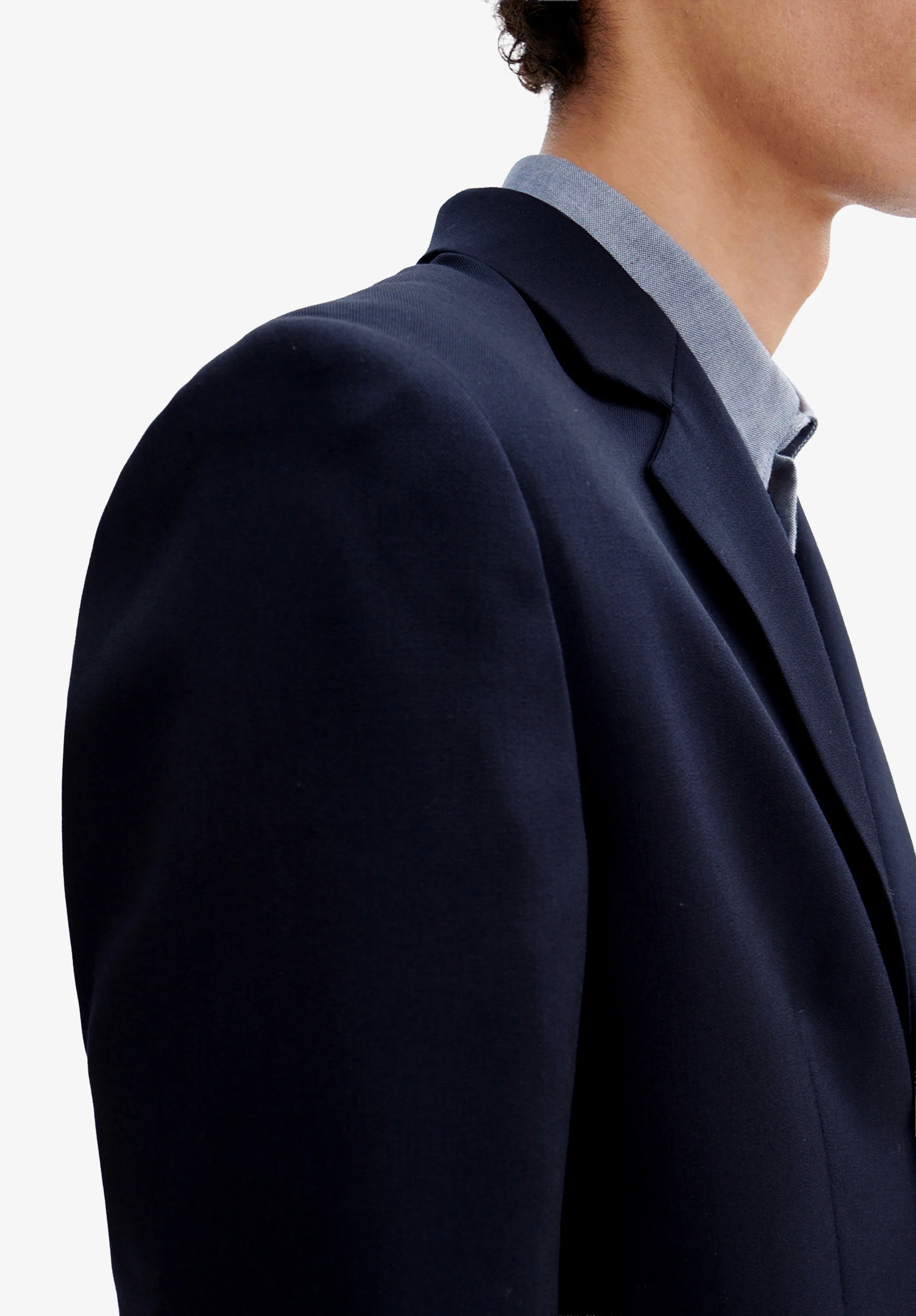 Navy blue suit jacket in wool-blend twill - Image 4