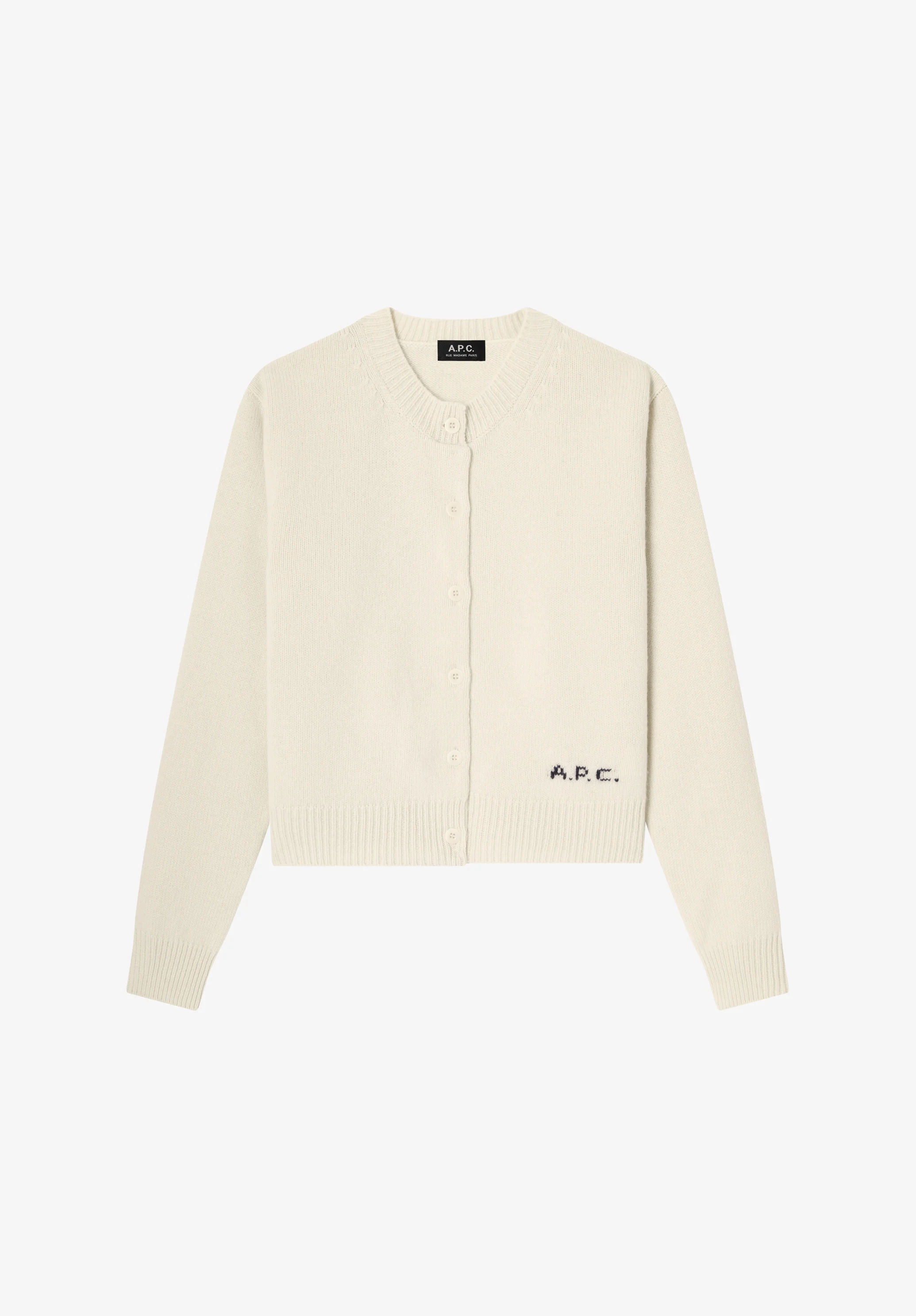 Short ecru wool cardigan