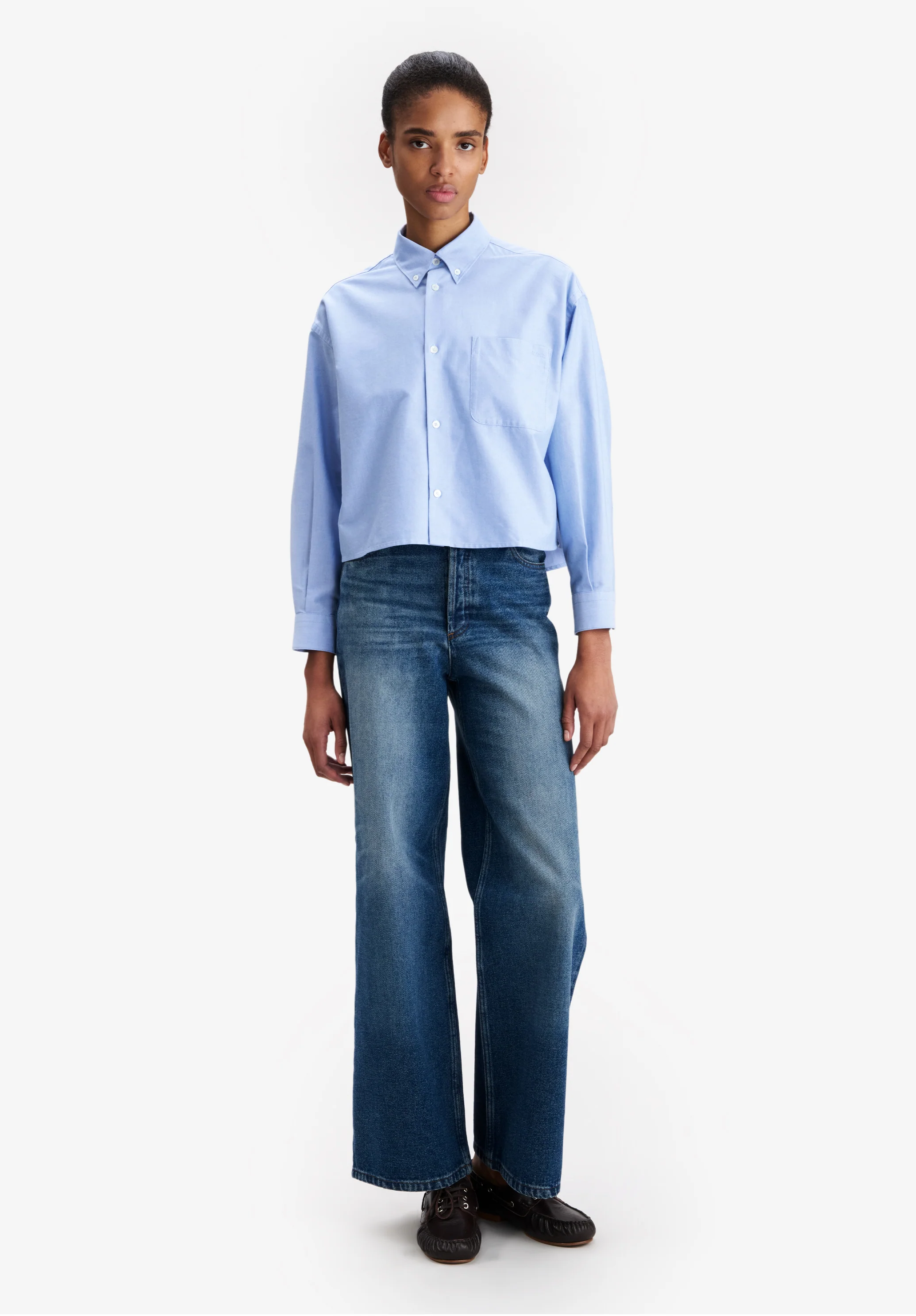 Short light blue oxford shirt - Image 2