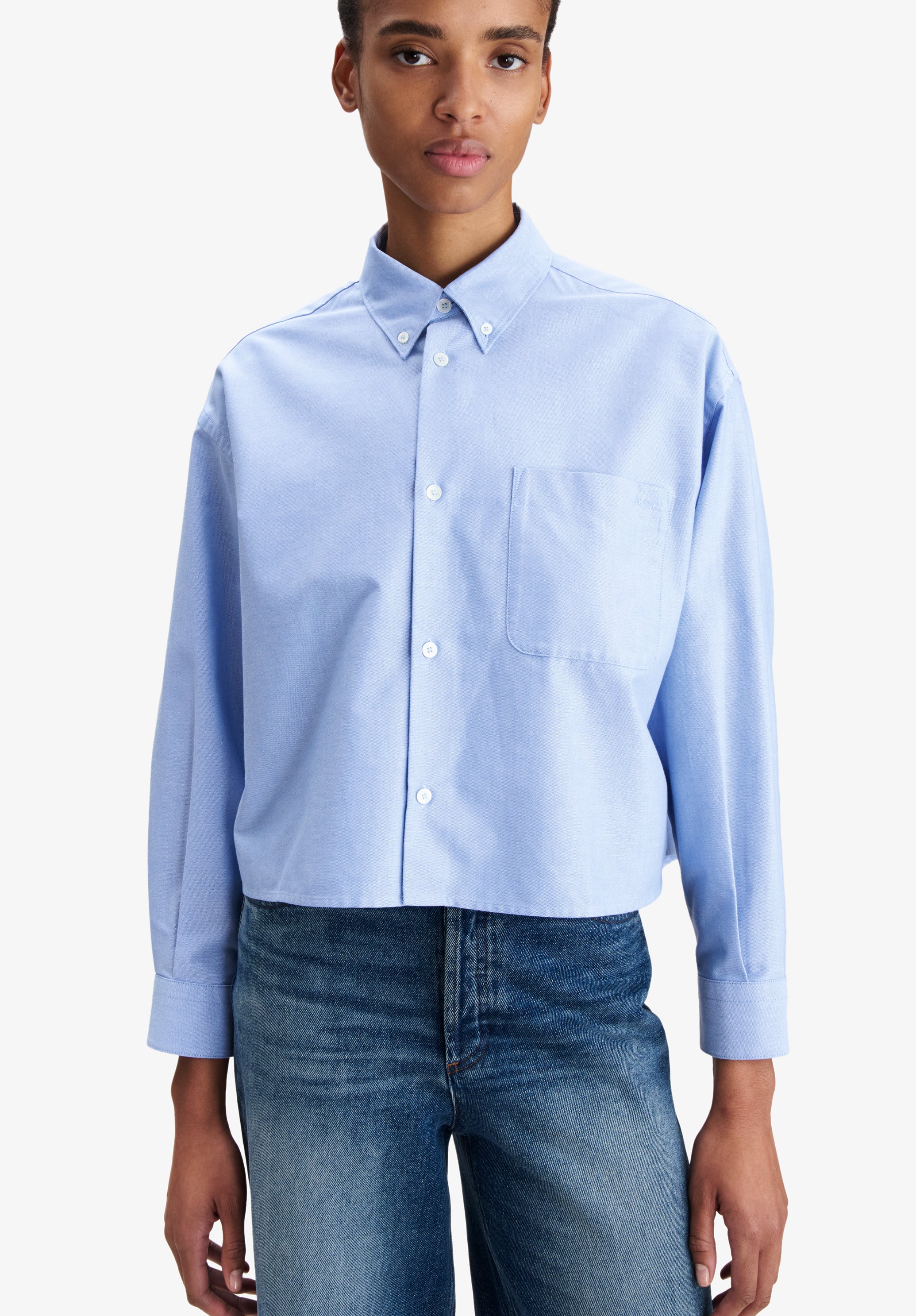 Short light blue oxford shirt - Image 4