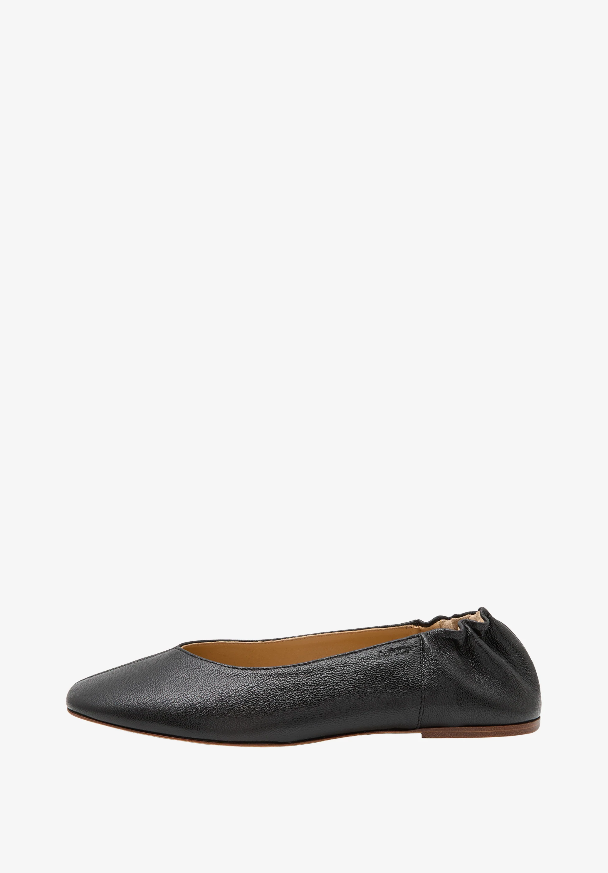 Square-toe leather ballet flats